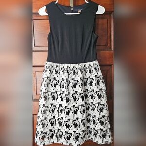 Sz 4, Tommy Hilfiger Fit & Flare Dress, Black/Ivory, Sleeveless, A-Line